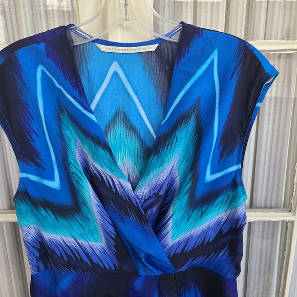 Blue Wrap Cocktail Dress - Picture 3 of 5